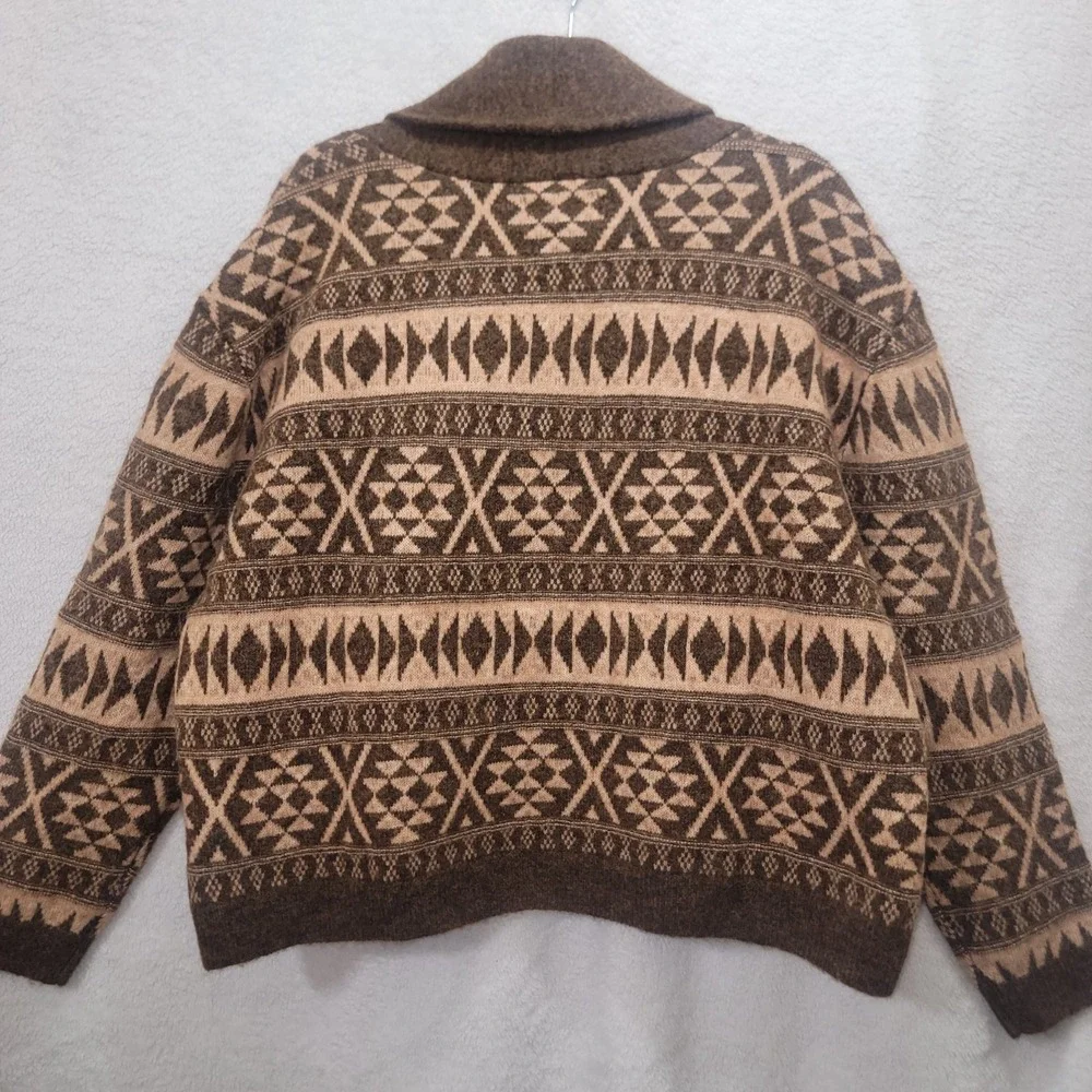 $119 Lucky Brand Southwestern Fair Isle Women's‎ LG Open Cropped Cardigan Shawl